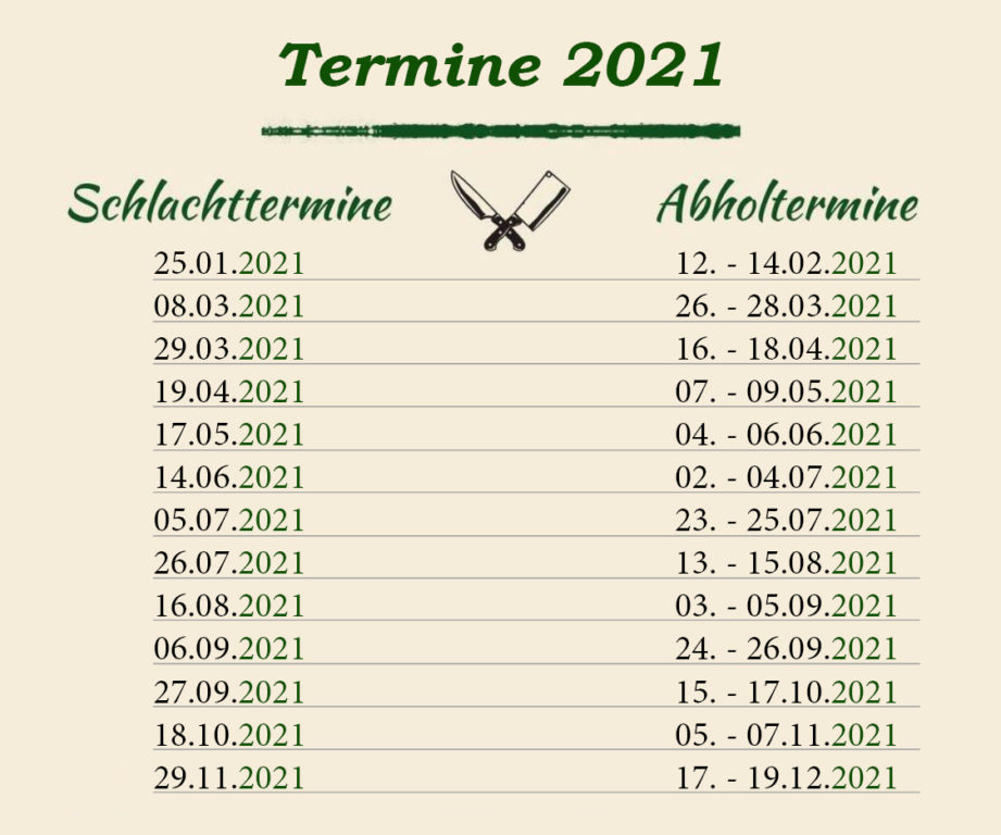 Termine 2021